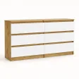 Komoda 138 cm z 6 szufladami – Biały / Dąb Artisan