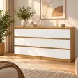 Komoda 138 cm z 6 szufladami – Biały / Dąb Artisan