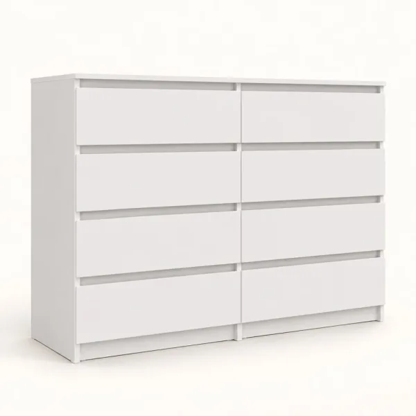 Komoda 120 cm z 8 szufladami – Biały