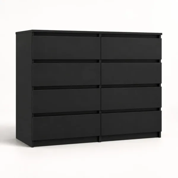 Komoda 120 cm z 8 szufladami – Czarny