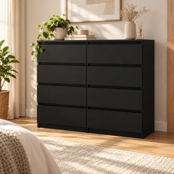 Komoda 120 cm z 8 szufladami – Czarny