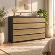 Komoda 138 cm z 8 szufladami – Antracyt / Dąb Artisan