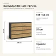 Komoda 138 cm z 8 szufladami – Antracyt / Dąb Artisan