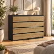 Komoda 138 cm z 8 szufladami – Antracyt / Dąb Artisan
