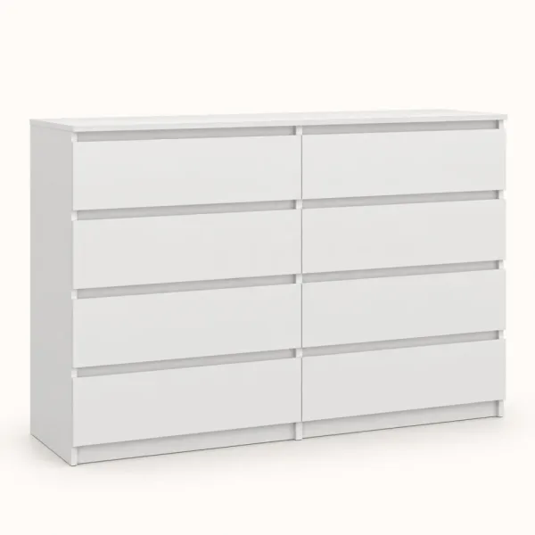 Komoda 138 cm z 8 szufladami – Biały