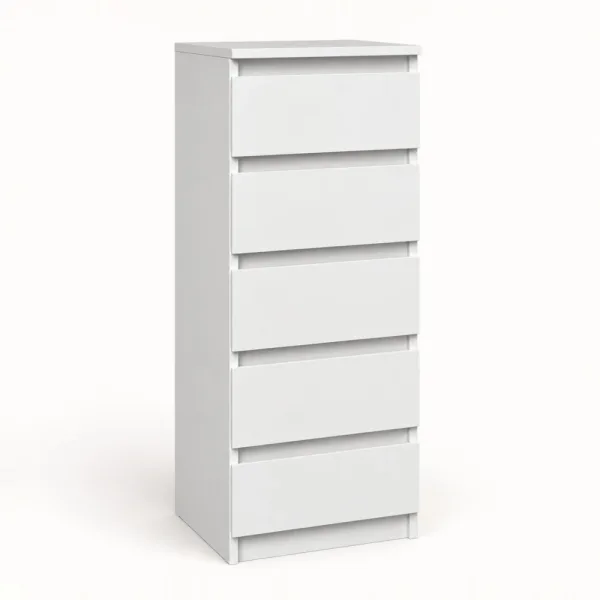 Wąska komoda 40 cm z 5 szufladami, 111 cm – Biały