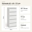 Wąska komoda 40 cm z 5 szufladami, 111 cm – Biały