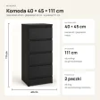 Wąska komoda 40 cm z 5 szufladami, 111 cm – Czarny