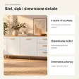 Komoda 150 cm z 2 szafkami i 3 szufladami na drewnianych nóżkach – Biały / Dąb Artisan