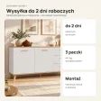 Komoda 150 cm z 2 szafkami i 3 szufladami na drewnianych nóżkach – Biały / Dąb Artisan