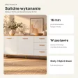 Komoda 150 cm z 2 szafkami i 3 szufladami na drewnianych nóżkach – Biały / Dąb Artisan