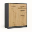 Komoda 74 cm z 2 drzwiczkami i 2 szufladami – Antracyt / Dąb Artisan