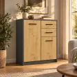 Komoda 74 cm z 2 drzwiczkami i 2 szufladami – Antracyt / Dąb Artisan