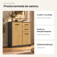 Komoda 74 cm z 2 drzwiczkami i 2 szufladami – Antracyt / Dąb Artisan