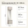 Moduł garderoby 50 cm z tapicerowanym siedziskiem, 2 szufladami i lustrem, 238 cm – Kaszmir