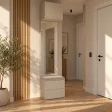 Moduł garderoby 50 cm z tapicerowanym siedziskiem, 2 szufladami i lustrem, 238 cm – Kaszmir