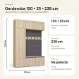 Garderoba do przedpokoju 150 cm: szafa + 2 wieszaki z siedziskami, 238 cm – Dąb Sonoma