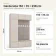 Garderoba do przedpokoju 150 cm: szafa + 2 wieszaki z siedziskami, 238 cm – Kaszmir