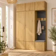 Garderoba do przedpokoju 150 cm: 2 szafy + wieszak z siedziskiem, 238 cm – Dąb Artisan