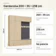 Garderoba do przedpokoju 200 cm: 2 szafy + 2 wieszaki z siedziskami, 238 cm – Dąb Sonoma