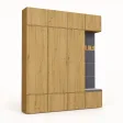 Garderoba do przedpokoju 200 cm: 3 szafy + wieszak z siedziskiem, 238 cm – Dąb Artisan