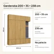 Garderoba do przedpokoju 200 cm: 3 szafy + wieszak z siedziskiem, 238 cm – Dąb Artisan