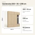 Garderoba do przedpokoju 200 cm: 3 szafy + wieszak z siedziskiem, 238 cm – Dąb Sonoma