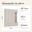 Garderoba do przedpokoju 200 cm: 3 szafy + wieszak z siedziskiem, 238 cm – Kaszmir