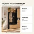 Garderoba do przedpokoju 110 cm z siedziskiem, tapicerowanymi panelami i szafką na buty – Dąb Artisan / Czarny