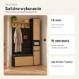 Garderoba do przedpokoju 110 cm z siedziskiem, tapicerowanymi panelami i szafką na buty – Dąb Artisan / Czarny