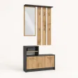 Garderoba do przedpokoju 85 cm z lustrem, wieszakami i szafką na buty, 180 cm – Antracyt / Dąb Artisan