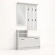 Garderoba do przedpokoju 85 cm z lustrem, wieszakami i szafką na buty, 180 cm – Biały