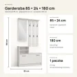 Garderoba do przedpokoju 85 cm z lustrem, wieszakami i szafką na buty, 180 cm – Biały