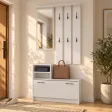 Garderoba do przedpokoju 85 cm z lustrem, wieszakami i szafką na buty, 180 cm – Biały