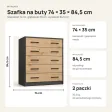 Szafka na buty 74 cm z 5 uchylnymi drzwiczkami – Antracyt / Dąb Artisan