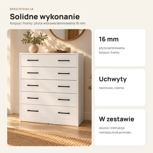 Szafka na buty 74 cm z 5 uchylnymi drzwiczkami – Biały
