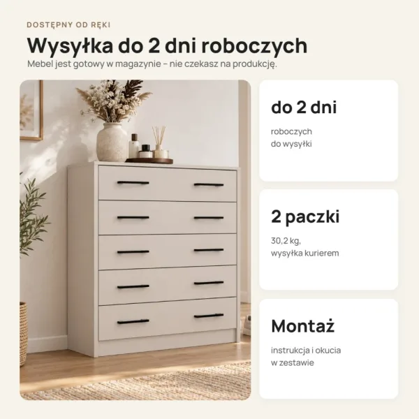 Szafka na buty 74 cm z 5 uchylnymi drzwiczkami – Kaszmir