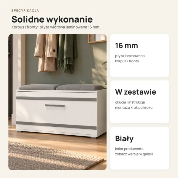 Szafka na buty 85 cm z siedziskiem – Biały