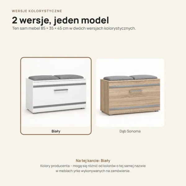 Szafka na buty 85 cm z siedziskiem – Biały