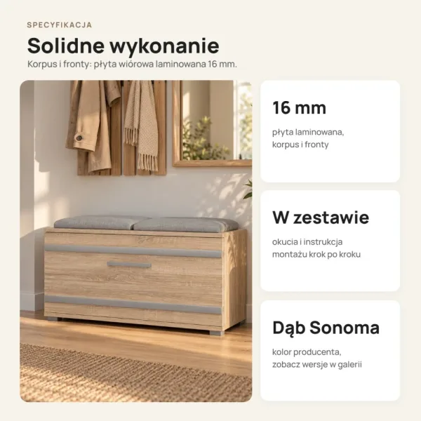 Szafka na buty 85 cm z siedziskiem – Dąb Sonoma