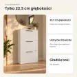 Wąska szafka na buty 60 cm z 3 uchylnymi drzwiczkami, 22,5 cm głębokości – Biały