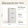 Wąska szafka na buty 60 cm z 3 uchylnymi drzwiczkami, 22,5 cm głębokości – Biały, obrzeża w dekorze dębu