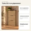 Wąska szafka na buty 60 cm z 3 uchylnymi drzwiczkami, 22,5 cm głębokości – Dąb Artisan, czarne obrzeża