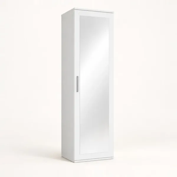 Szafa do przedpokoju 50 cm z lustrem, 180 cm – Biały
