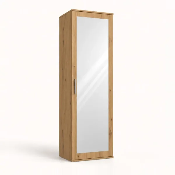 Szafa do przedpokoju 50 cm z lustrem, 180 cm – Dąb Artisan