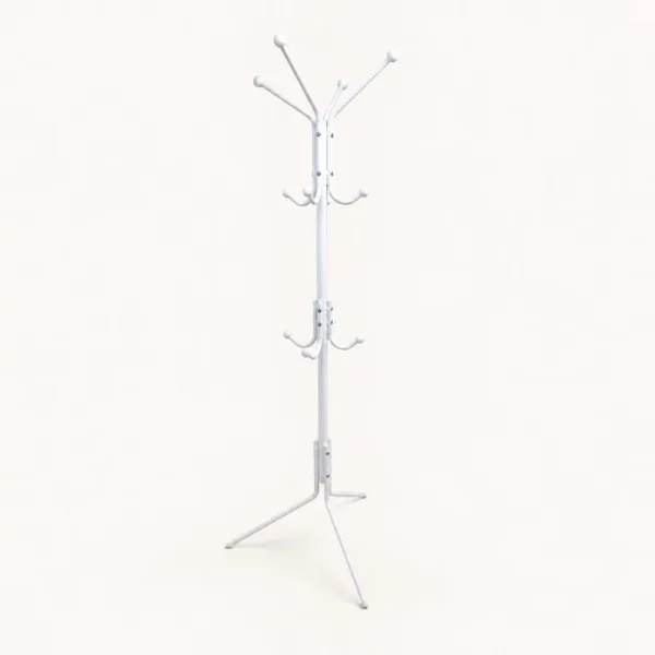Metalowy wieszak stojący z 12 haczykami, 182 cm – Biały