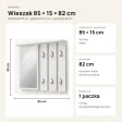 Wieszak ścienny 85 cm z lustrem, półkami i 6 haczykami – Biały
