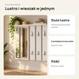 Wieszak ścienny 85 cm z lustrem, półkami i 6 haczykami – Biały