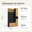 Garderoba do przedpokoju 80 cm z siedziskiem, panelami i szafką na buty – Dąb Artisan / Czarny