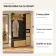 Garderoba do przedpokoju 80 cm z siedziskiem, panelami i szafką na buty – Dąb Artisan / Czarny